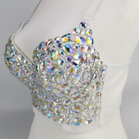 Boutique Tops Y2k Multicolored Sparkle Rhinestone Corset Bustier
